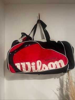 Wilson Pro Tour K Factor Red, Black and White Tennis Duffel Bag